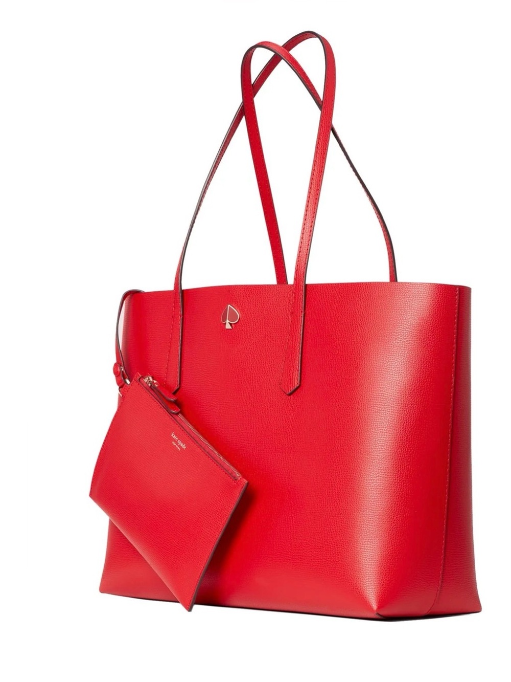 kate spade Red Leather Molly Large Tote with Pouch